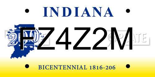 FZ4Z2M Indiana License Plate