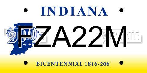 FZA22M Indiana License Plate