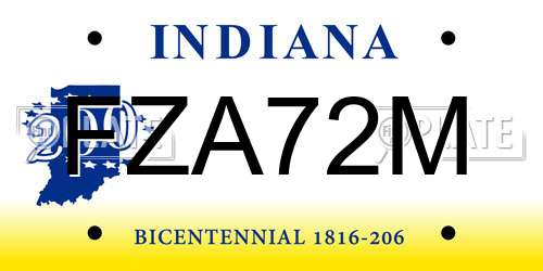 FZA72M Indiana License Plate