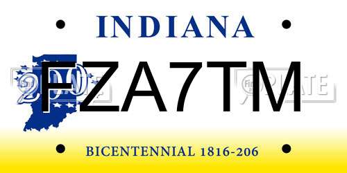 FZA7TM Indiana License Plate