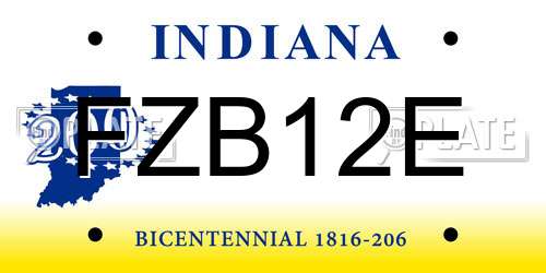 FZB12E Indiana License Plate