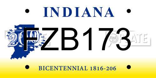 FZB173 Indiana License Plate