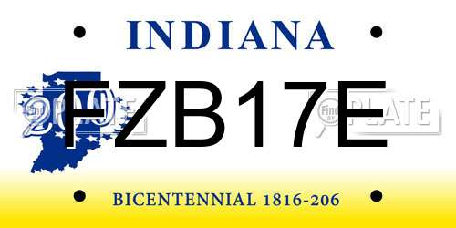 FZB17E Indiana License Plate