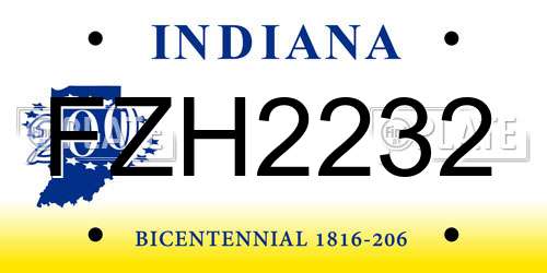 FZH2232 Indiana License Plate