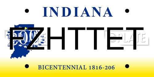 FZHTTET Indiana License Plate