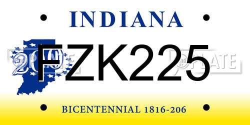 FZK225 Indiana License Plate