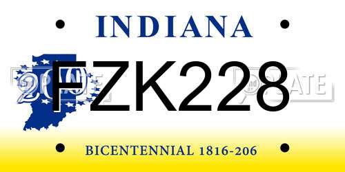 FZK228 Indiana License Plate