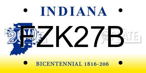 FZK27B Indiana License Plate