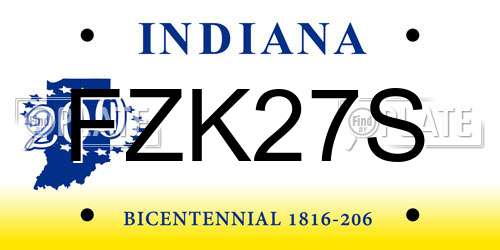 FZK27S Indiana License Plate