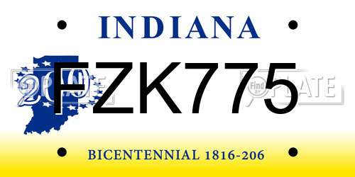 FZK775 Indiana License Plate