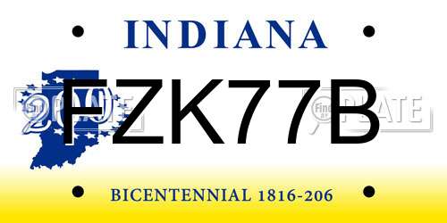 FZK77B Indiana License Plate