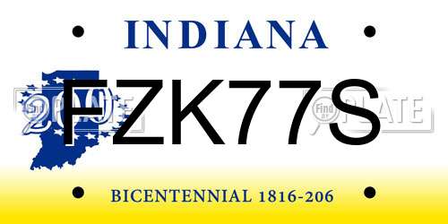 FZK77S Indiana License Plate