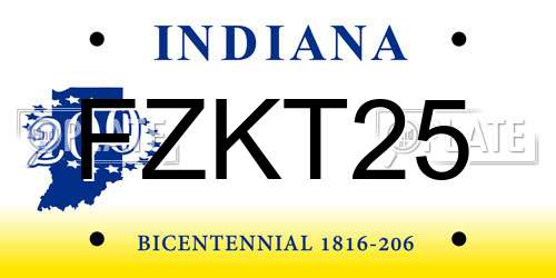 FZKT25 Indiana License Plate