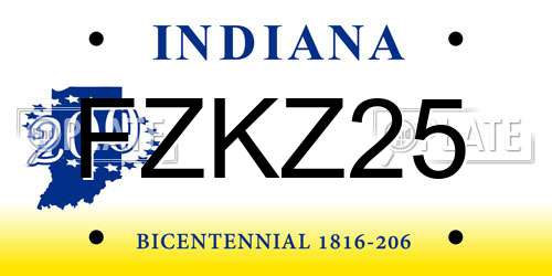 FZKZ25 Indiana License Plate