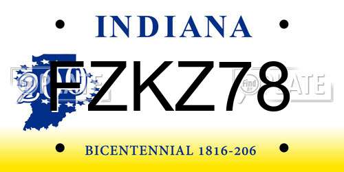 FZKZ78 Indiana License Plate