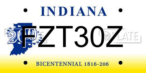 FZT30Z Indiana License Plate