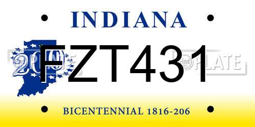 FZT431 Indiana License Plate