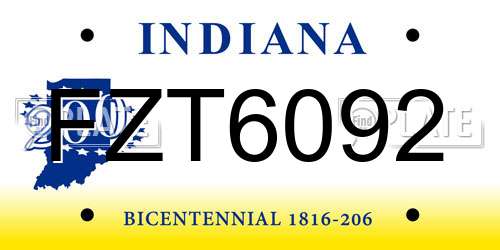 FZT6092 Indiana License Plate