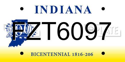 FZT6097 Indiana License Plate