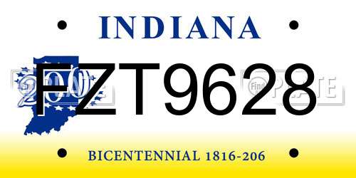 FZT9628 Indiana License Plate