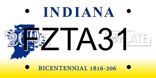 FZTA31 Indiana License Plate
