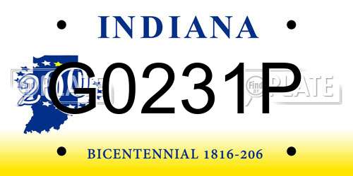 G0231P Indiana License Plate