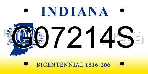 G07214S Indiana License Plate