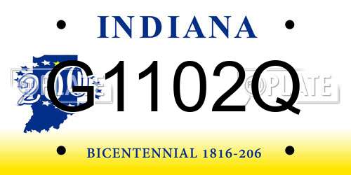 G1102Q Indiana License Plate