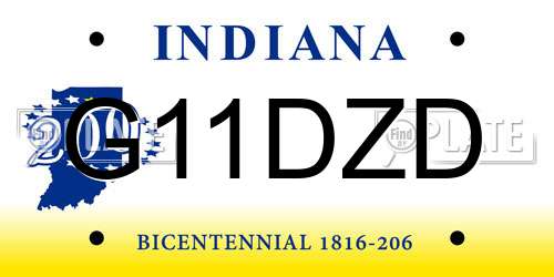 G11DZD Indiana License Plate