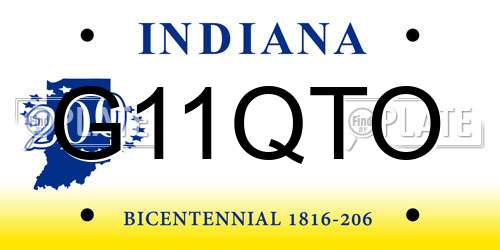 G11QTO Indiana License Plate