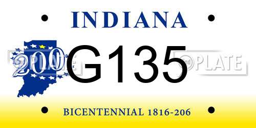 G135 Indiana License Plate