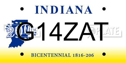 G14ZAT Indiana License Plate