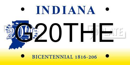 G20THE Indiana License Plate