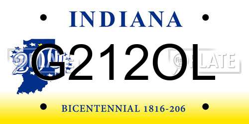 G212OL Indiana License Plate