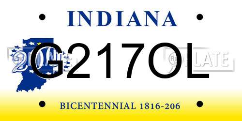 G217OL Indiana License Plate