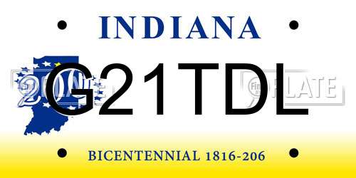 G21TDL Indiana License Plate