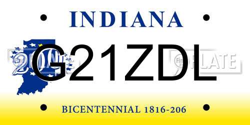 G21ZDL Indiana License Plate