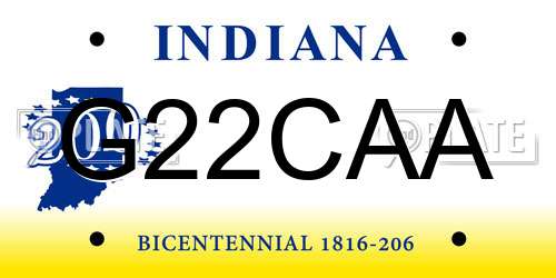 G22CAA Indiana License Plate