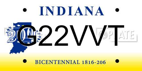 G22VVT Indiana License Plate