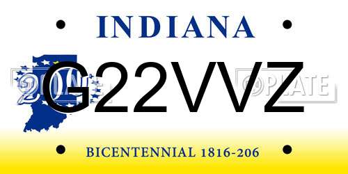 G22VVZ Indiana License Plate