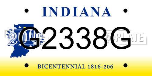 G2338G Indiana License Plate