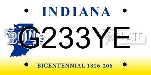 G233YE Indiana License Plate