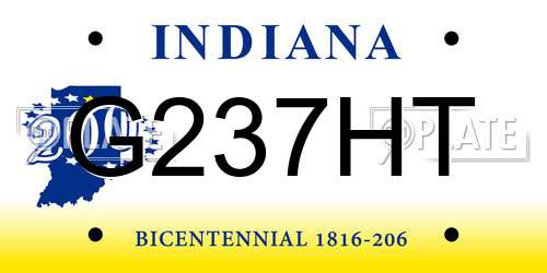 G237HT Indiana License Plate