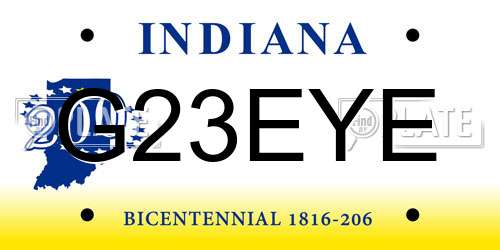 G23EYE Indiana License Plate