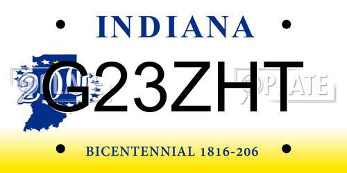 G23ZHT Indiana License Plate