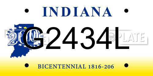 G2434L Indiana License Plate