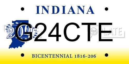 G24CTE Indiana License Plate