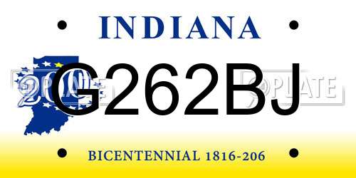 G262BJ Indiana License Plate