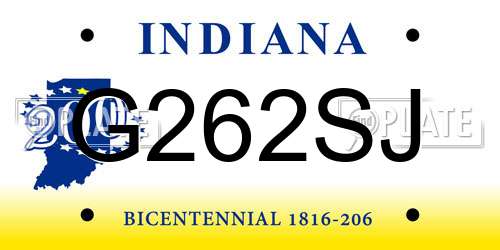 G262SJ Indiana License Plate