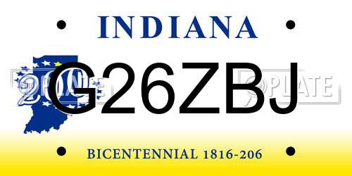 G26ZBJ Indiana License Plate